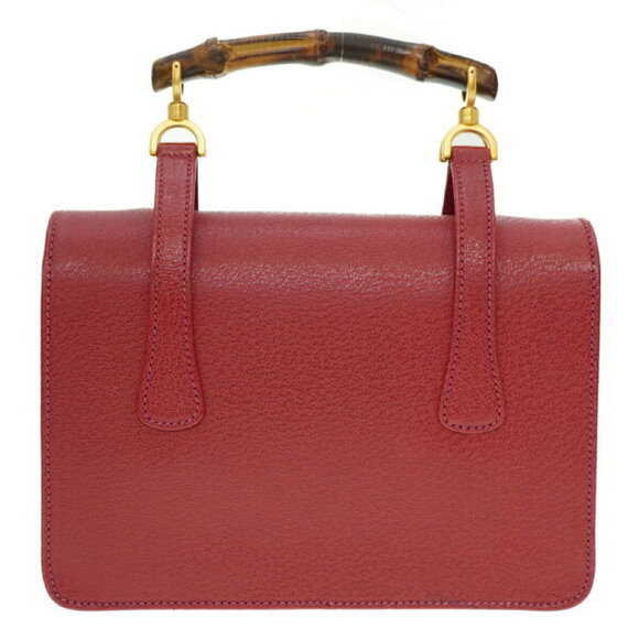 Gucci Bamboo shoulder handbag red leather Stop - Picture 3 of 8